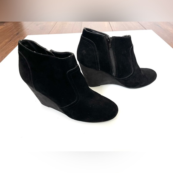 Cooperative zipper suede / leather black wedge ankle booties Urban outfitters - Picture 3 of 5